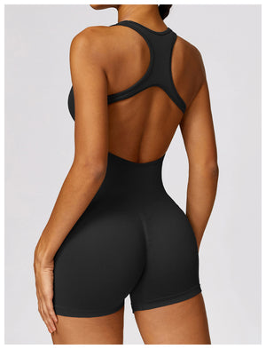 open back scrunch one piece