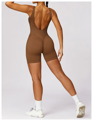 open back scrunch one piece