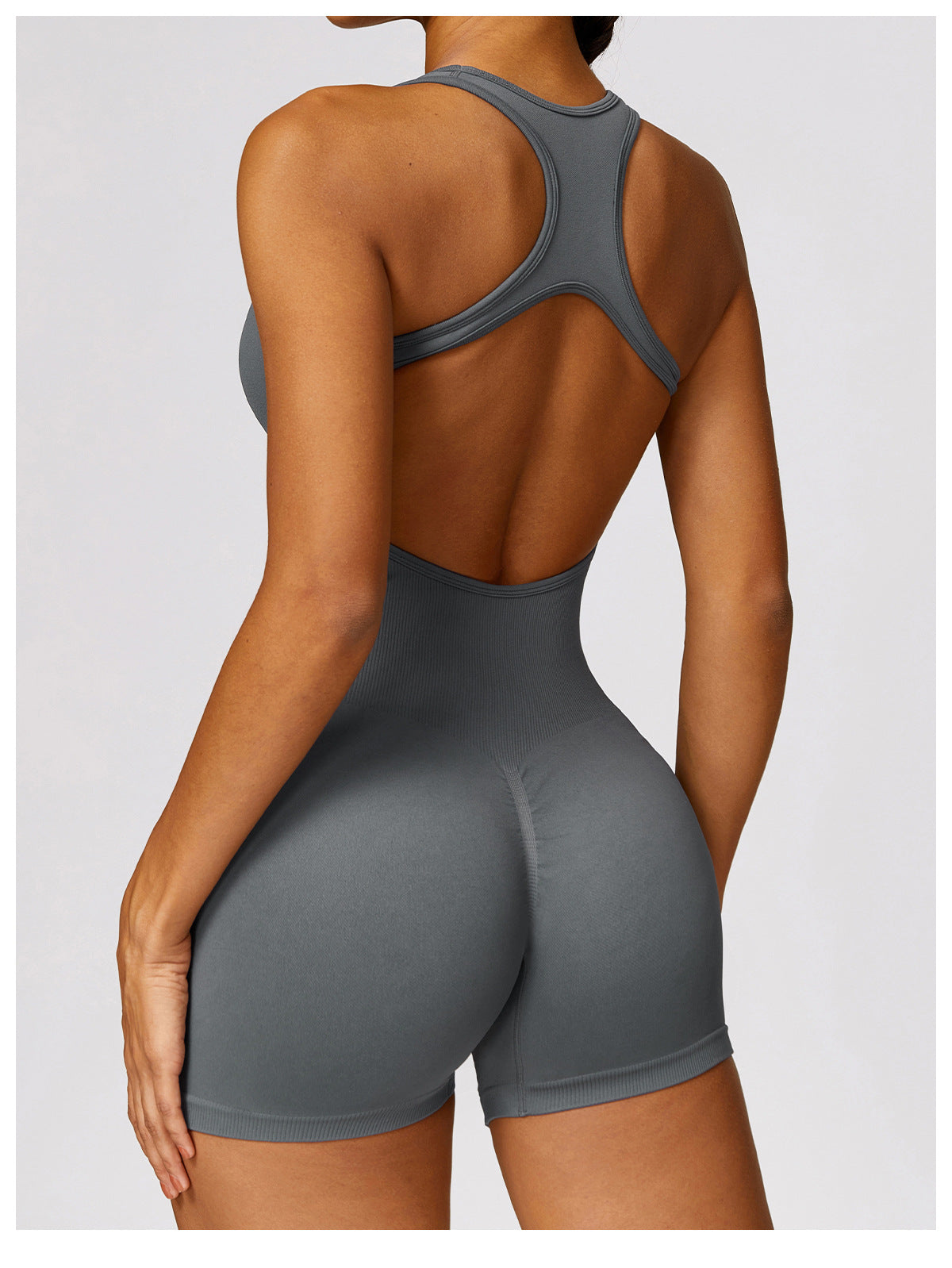 open back scrunch one piece