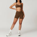 bra shorts set brown