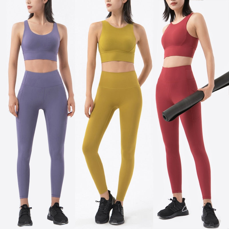 fitness leggings and bra set